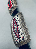 414 Grams Hand Beaded Vintage Native American Navajo Sterling Silver Concho Belt Old-Nativo Arts