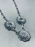 Rare Vintage Native American Navajo Sterling Silver Squash Blossom Necklace-Nativo Arts
