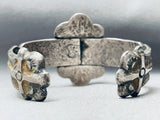 Heavy One Of The Most Unique Vintage Native American Navajo Lapis Sterling Silver Bracelet-Nativo Arts