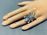 Amazing Vintage Native American Navajo Sterling Silver Southwestern Toad Ring-Nativo Arts