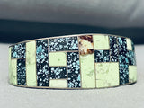 One Of The Finest Native American Navajo Green Turquoise Sterling Silver Inlay Bracelet-Nativo Arts