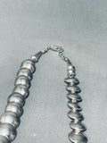 Gorgeous!! Vintage Native American Navajo Sterling Silver Flat Bead Necklace-Nativo Arts