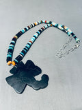 Native American Gasp! Santo Domingo Dragonfly Turquoise Inlay Sterling Silver Necklace-Nativo Arts