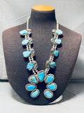 Dropdead Gorgeous Native American Navajo Turquoise Sterling Silver Squash Blossom Necklace-Nativo Arts