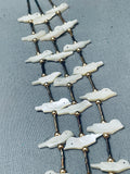 Stunning Vintage Native American Navajo Mother Of Pearl Sterling Silver Bird Fetish Necklace-Nativo Arts