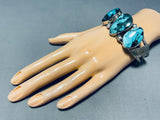 Lewis Brown Vintage Native American Navajo Turquoise Sterling Silver Bracelet-Nativo Arts