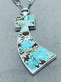 Turquoise Maiden Native American Navajo Inlay Sterling Silver Necklace-Nativo Arts