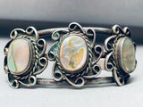 Gorgeous Vintage Native American Navajo Sterling Silver Abalone Bracelet Cuff Old-Nativo Arts