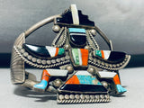 One Of The Best Vintage Native American Zuni Knifewing Inlay Sterling Silver Bracelet-Nativo Arts