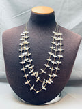 Stunning Vintage Native American Navajo Mother Of Pearl Sterling Silver Bird Fetish Necklace-Nativo Arts