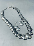Gorgeous!! Vintage Native American Navajo Sterling Silver Flat Bead Necklace-Nativo Arts
