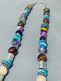 Singer Native American Navajo Turquoise Amethyst Tigers Eye Sterling Silver Necklace-Nativo Arts