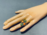 One Of A Kind Vintage Native American Navajo 2 Royston Turquoise 2 Spiny Sterling Silver Ring-Nativo Arts