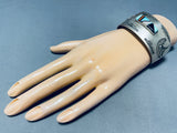 Henry Yazzie Vintage Native American Navajo Turquoise Inlay Sterling Silver Bracelet-Nativo Arts