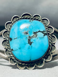 Gorgeous Vintage Native American Navajo Pilot Mountain Turquoise Sterling Silver Bracelet-Nativo Arts