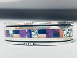 6.5 Inch Wrist Vintage Native American Navajo Turquoise Inlay Sterling Silver Bracelet-Nativo Arts