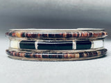 One Of The Most Unique Vintage Native American Navajo Heishi Inlay Sterling Silver Bracelet-Nativo Arts