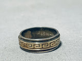 Fascinating Vintage Native American Navajo Sterling Silver 14k Gold Overlay Solid Ring-Nativo Arts