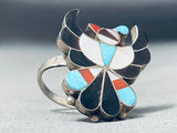 E Zunie Striking Vintage Native American Zuni Sleeping Beauty Turquoise Sterling Silver Ring