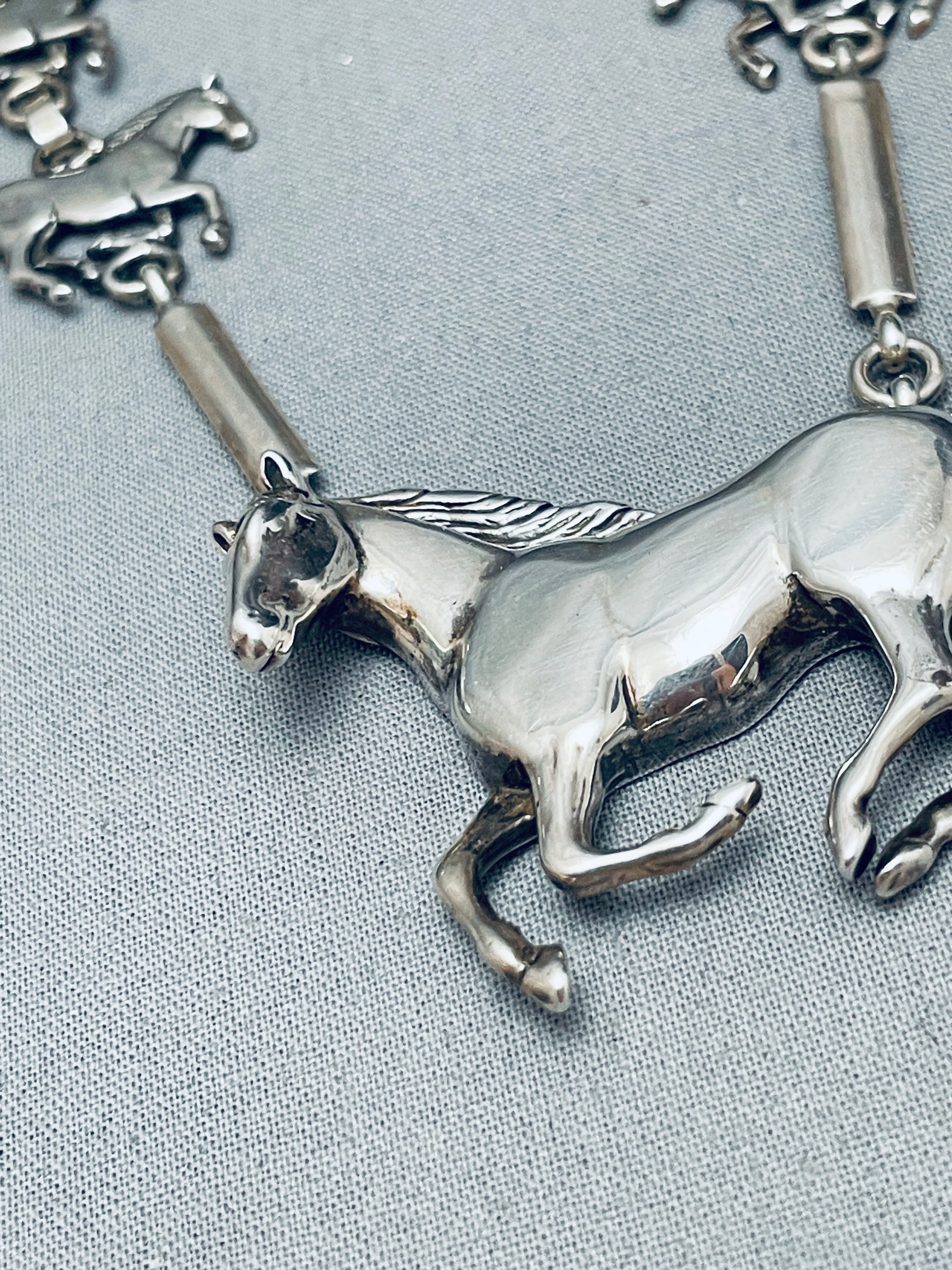 Galloping Horse Vintage Native American Navajo Sterling Silver