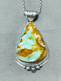 Appealing Native American Navajo Royston Turquoise Sterling Silver Necklace-Nativo Arts