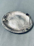 Exceptional Vintage Native American Navajo Swirl Morenci Turquoise Sterling Silver Buckle-Nativo Arts