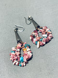 Colorful Native American Navajo Turquoise Spiny Oyster Sterling Silver Earrings-Nativo Arts