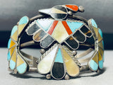 One Of The Best Vintage Native American Zuni 1950's Inlay Turquoise Sterling Silver Bracelet-Nativo Arts
