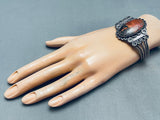 One Of The Best Vintage Native American Navajo Petrified Wood Sterling Silver Bracelet-Nativo Arts