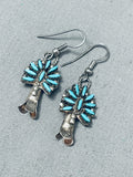 Superior Vintage Native American Navajo Needlepoint Turquoise Sterling Silver Earrings-Nativo Arts