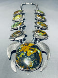 289 Grams Native American Navajo Turquoise Turtle Sterling Silver Squash Blossom Necklaces-Nativo Arts
