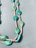 Chunky Green Turquoise Vintage Native American Navajo Heishi Necklace