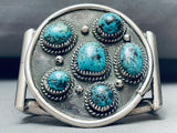 Heavy 124 Grams Vintage Native American Navajo Turquoise Sterling Silver Bracelet Cuff-Nativo Arts
