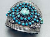 Glorious Vintage Southwest Eyes Of Turquoise Sterling Silver Bracelet-Nativo Arts