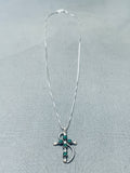 Lula Bowanna Vintage Native American Navajo Green Turquoise Sterling Silver Cross Necklace-Nativo Arts