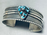 Fascinating Native American Navajo Godber Turquoise Chunk Sterling Silver Bracelet-Nativo Arts