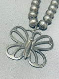 Cute Butterfly!! Vintage Native American Navajo Sterling Silver Necklace Old-Nativo Arts