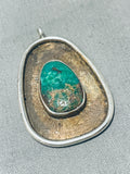Radiant Vintage Native American Navajo Green Carico Lake Turquoise Sterling Silver Pendant-Nativo Arts