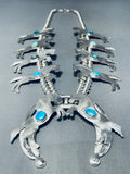 Horse Native American Navajo Turquoise Sterling Silver Squash Blossom Necklace-Nativo Arts
