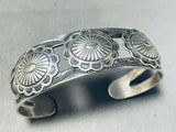 Conchos!! Very Early Vintage Native American Navajo Sterling Silver Bracelet Cuff-Nativo Arts