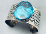 7 Inch Wrist Deep Blue Turquoise Native American Navajo Sterling Silver Bracelet-Nativo Arts