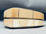 One Of The Best 6 Inch Wrist Vintage Tan Stone Inlay Sterling Silver Bracelet-Nativo Arts