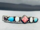 Sophisticated Vintage Native American Navajo Garnet Turquoise Opals Sterling Silver Bracelet-Nativo Arts