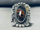 Elegant Vintage Native American Navajo Petrified Wood Sterling Silver Ring-Nativo Arts