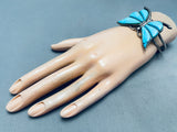 One Of Most Unique Vintage Native American Navajo Turquoise Butterlfy Sterling Silver Bracelet-Nativo Arts