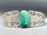 Rare Apache Vintage Navajo Carico Lake Turquoise Sterling Silver Bracelet-Nativo Arts