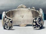 One Of The Largest Vintage Native American Navajo #8 Turquoise Row Sterling Silver Bracelet-Nativo Arts