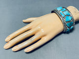 Rare Vintage Native American Navajo Morenci Old Kingman Turquoise Sterling Silver Bracelet-Nativo Arts