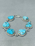 Esther Wood Vintage Native American Navajo Pilot Mountain Turquoise Sterling Silver Bracelet-Nativo Arts