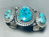Mesmerizing Native American Navajo Spiderweb Turquoise Sterling Silver Bracelet-Nativo Arts